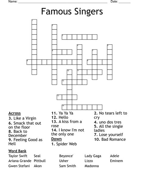 on the floor singer crossword.